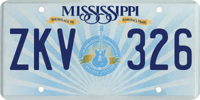 MS license plate ZKV326