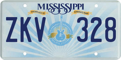 MS license plate ZKV328