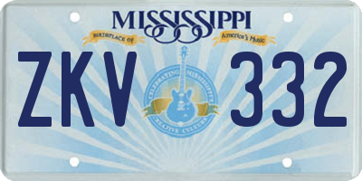 MS license plate ZKV332