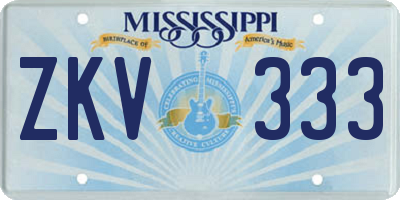 MS license plate ZKV333