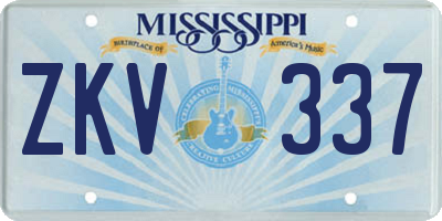 MS license plate ZKV337