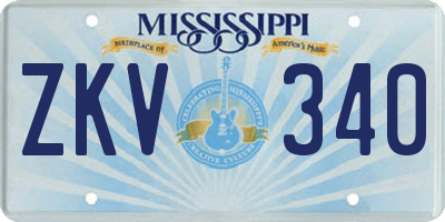 MS license plate ZKV340