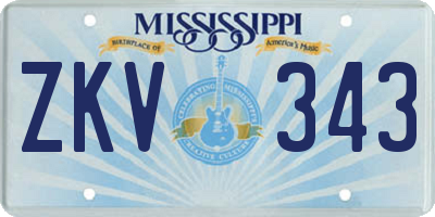 MS license plate ZKV343