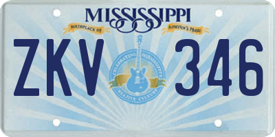 MS license plate ZKV346