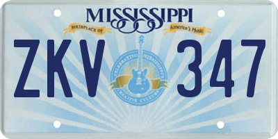 MS license plate ZKV347