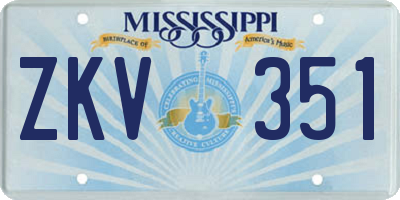 MS license plate ZKV351
