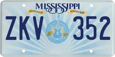 MS license plate ZKV352