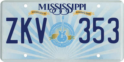 MS license plate ZKV353