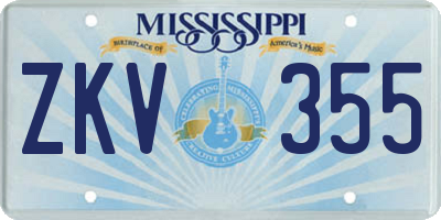 MS license plate ZKV355