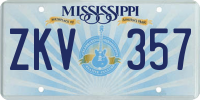 MS license plate ZKV357