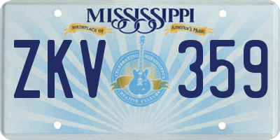 MS license plate ZKV359