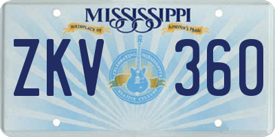 MS license plate ZKV360