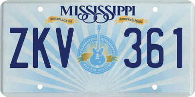 MS license plate ZKV361