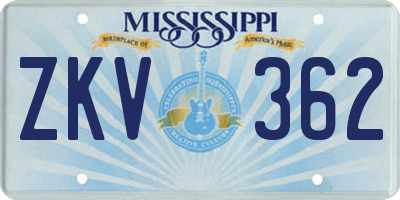 MS license plate ZKV362