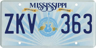 MS license plate ZKV363