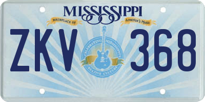 MS license plate ZKV368