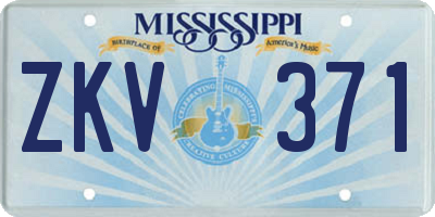 MS license plate ZKV371