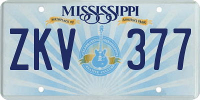 MS license plate ZKV377