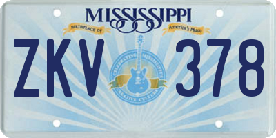 MS license plate ZKV378