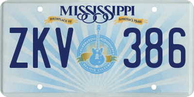 MS license plate ZKV386