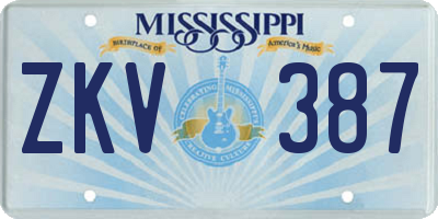 MS license plate ZKV387