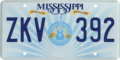 MS license plate ZKV392