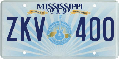 MS license plate ZKV400