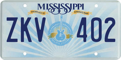 MS license plate ZKV402
