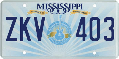 MS license plate ZKV403