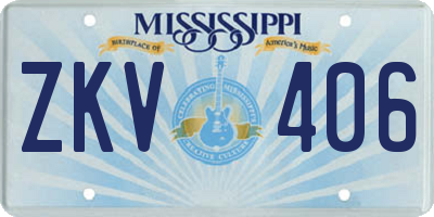 MS license plate ZKV406