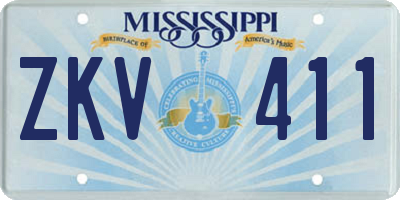 MS license plate ZKV411