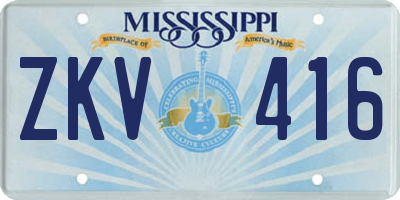 MS license plate ZKV416