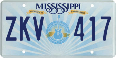 MS license plate ZKV417