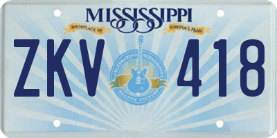 MS license plate ZKV418