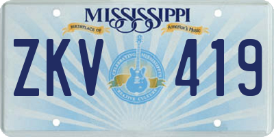 MS license plate ZKV419
