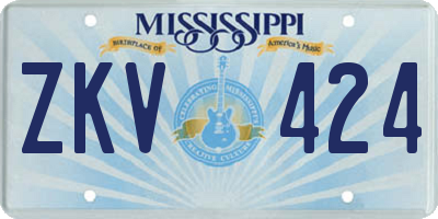 MS license plate ZKV424