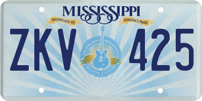MS license plate ZKV425