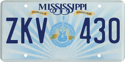 MS license plate ZKV430