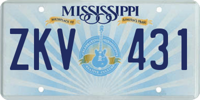 MS license plate ZKV431