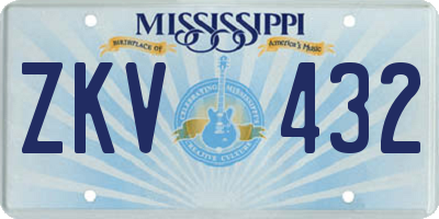 MS license plate ZKV432