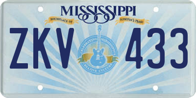 MS license plate ZKV433