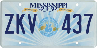 MS license plate ZKV437