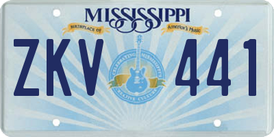 MS license plate ZKV441