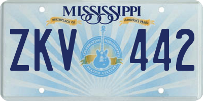 MS license plate ZKV442