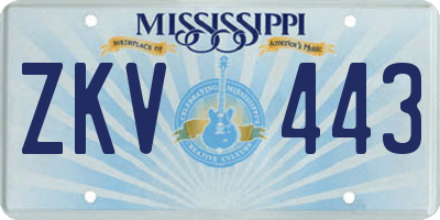MS license plate ZKV443