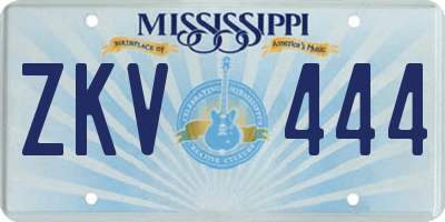 MS license plate ZKV444