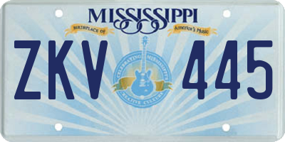 MS license plate ZKV445