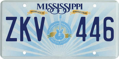 MS license plate ZKV446