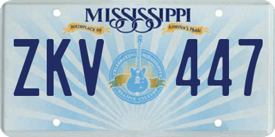 MS license plate ZKV447