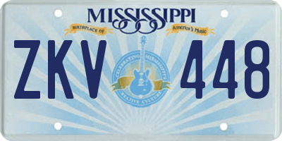 MS license plate ZKV448